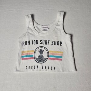 Ron Jon Surf Shop Cocoa Beach‎ White Pineapple Graphic Crop Tank Top XS RJ102
